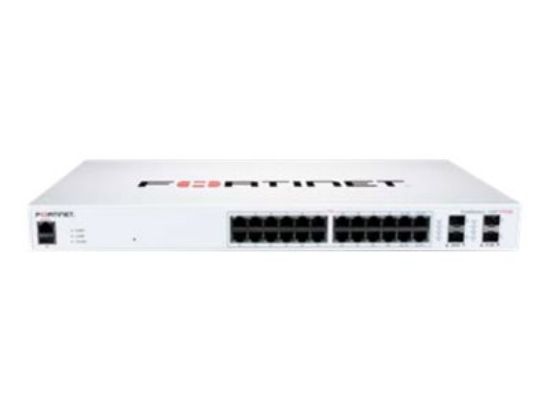 Bilde av Fortinet FortiSwitch 124F-FPOE - Switch - Styrt - 24 x 10/100/1000 (PoE+) + 4 x 10 Gigabit SFP+ - luftflyt fra side til bakside - rackmonterbar - PoE+ (370 W)