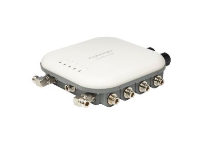 Bilde av FortiAP-U432F Outdoor Universal AP - Tri radio (1x 2.4GHz/5GHz 4x4 Wi-Fi 6, 1x 5GHz 4x4 Wi-Fi 6, 1x 2.4GHz/5GHz 1x1 Wi-Fi 5), external antennas included, 1x 100/1000/2500 RJ45, 1x 10/100/1000  RJ45, IoT Enabled (BT/BLE), 1x RS-232 RJ45 Serial Port. Pole/wall mount kit and PoE injector included. Region Code E