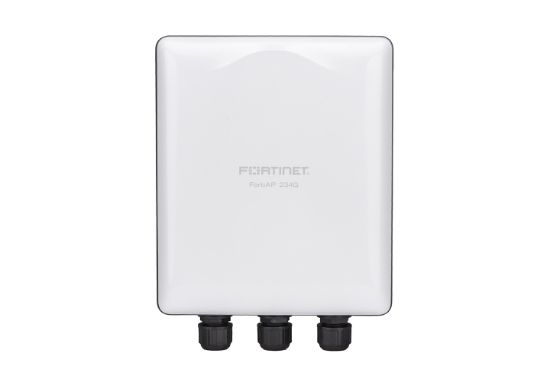 Bilde av FortiAP-234G Outdoor Wireless AP - Tri radio (Wi-Fi-6E IEEE 802.11ax Tri-band 2.4/5/6GHz and dual 5G operation 2+2+2 2 streams 3 radios) [Note:  6GHz band not available in all regulatory domains], internal antennas, 2x 100/1000/2500 Base-T RJ45, BT/BLE, 1x Type A USB, Console Port (RJ45). Pole/wall mount kit included Region Code E