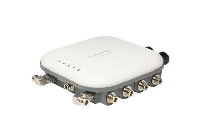 Bilde av FortiAP-U432F Outdoor Universal AP - Tri radio (1x 2.4GHz/5GHz 4x4 Wi-Fi 6, 1x 5GHz 4x4 Wi-Fi 6, 1x 2.4GHz/5GHz 1x1 Wi-Fi 5), external antennas included, 1x 100/1000/2500 RJ45, 1x 10/100/1000  RJ45, IoT Enabled (BT/BLE), 1x RS-232 RJ45 Serial Port. Pole/wall mount kit and PoE injector included. Region Code D