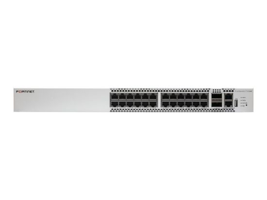 Bilde av Fortinet FortiSwitch T1024E - Switch - Styrt - 24 x 1/2.5/5/10GBase-T + 2 x 100 Gigabit QSFP28 - front til bakside-luftflyt - rackmonterbar