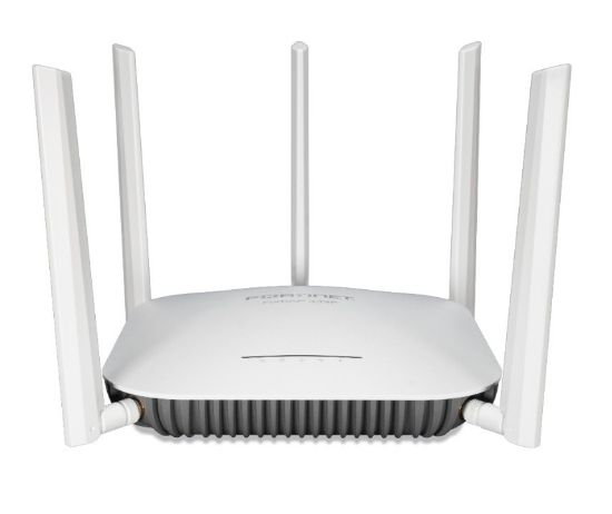 Bilde av FortiAP-433F Indoor Wireless AP - Tri radio (2x 802.11 a/b/g/n/ac/ax, 4x4 MIMO and 1x 802.11 a/b/g/n/ac Wave 2, 1x1 MU-MIMO), external antennas included, 1x 100/1000/2500 Base-T RJ45, 1x 10/100/1000 Base-T RJ45, BT/BLE, 1x Type A USB, Console Port (RJ45). Ceiling/wall mount kit included. For power order: 802.3at PoE injector GPI-130 or AC power adaptor SP-FAP400-PA Region Code S