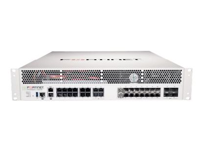 Bilde av FortiGate-3301E-LENC 4 x 40GE QSFP+ slots , 16 x 10GE SFP+ slots (including 14x ports, 2x HA ports), 14 x GE RJ45 ports (including 12 x ports, 2 x management ports), 4 x 10GBase-T ports, SPU NP6 and CP9 hardware accelerated, and dual AC power supplies, with 2x 1TB SSD onboard storage