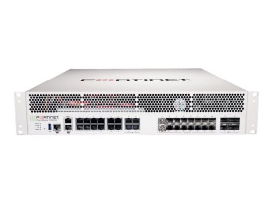 Bilde av FortiGate-3301E-LENC 4 x 40GE QSFP+ slots , 16 x 10GE SFP+ slots (including 14x ports, 2x HA ports), 14 x GE RJ45 ports (including 12 x ports, 2 x management ports), 4 x 10GBase-T ports, SPU NP6 and CP9 hardware accelerated, and dual AC power supplies, with 2x 1TB SSD onboard storage
