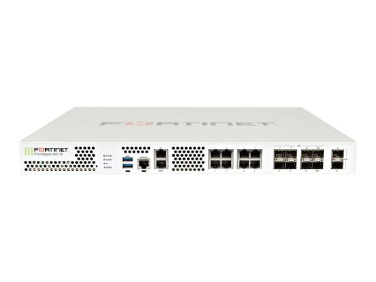 Bilde av FortiGate-601E-LENC 2 x 10GE SFP+ slots, 10 x GE RJ45 ports (including 1 x MGMT port, 1 X HA port, 8 x switch ports), 8 x GE SFP slots, SPU NP6 and CP9 hardware accelerated, 2x 240GB onboard SSD storage