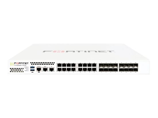 Bilde av FortiGate-401E-LENC 18 x GE RJ45 ports (including 1 x MGMT port, 1 X HA port, 16 x switch ports), 16 x GE SFP slots, SPU NP6 and CP9 hardware accelerated, 2x 240GB onboard SSD storage.