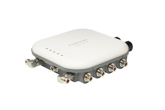 Bilde av FortiAP-U432F Outdoor Universal AP - Tri radio (1x 2.4GHz/5GHz 4x4 Wi-Fi 6, 1x 5GHz 4x4 Wi-Fi 6, 1x 2.4GHz/5GHz 1x1 Wi-Fi 5), external antennas included, 1x 100/1000/2500 RJ45, 1x 10/100/1000  RJ45, IoT Enabled (BT/BLE), 1x RS-232 RJ45 Serial Port. Pole/wall mount kit and PoE injector included. Region Code Y