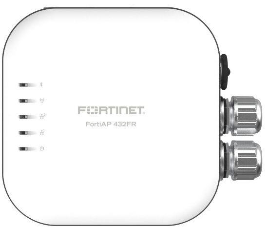 Bilde av FortiAP-432FR UL Class 1, Division 2 .Outdoor Wireless FortiAP - Tri radio (1x 802.11b/g/n/ax 4x4 radio, 1 x 802.11a/n/ac/ax 4x4 Radio and 1x 802.11 a/b/g/n/ac Wave 2, 2x2), 1x 10/100/1000/2500 Base-T RJ45, 1x 10/100/1000 Base-T RJ45, BT/BLE + Zigbee,  Console Port (RJ45). External Dual Band N-Type Omni Directional antennas, Integrated mounting bracket for Antenna included + Wall/Pole Mount mounti