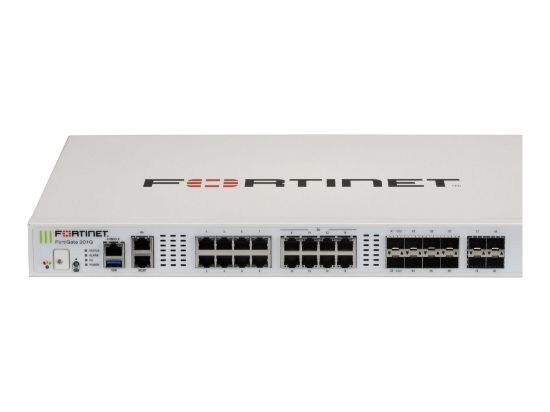 Bilde av Fortinet FortiGate 201G - Sikkerhetsapparat - med 1 year FortiCare Premium Support + 1 year FortiGuard Enterprise Protection - 2.5GbE, 5GbE, 10GbE, Bluetooth LE - front og side til bakside - 1U - skystyring - rackmonterbar
