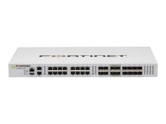Bilde av Fortinet FortiGate 401F-DC - Sikkerhetsapparat - med 1 år FortiCare Premium støtte + 1 år FortiGuard Enterprise beskyttelse - 10GbE - front og side til bakside - 1U - skystyring - rackmonterbar