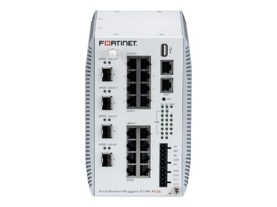 Bilde av Fortinet FortiSwitch Rugged 216F-POE - Switch - L3 - Styrt - 16 x 10/100/1000 (PoE++) + 4 x 1 Gigabit / 10 Gigabit SFP+ - DIN-skinnemonterbar - PoE++ (360 W)