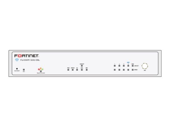 Bilde av Fortinet FortiWiFi 50G-DSL - Sikkerhetsapparat - med 5 år FortiCare Premium Support + 5 år FortiGuard Enterprise Protection - 1GbE - Wi-Fi 6 - 2.4 GHz, 5 GHz - skrivebord