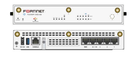 Bilde av Fortinet FortiWiFi 50G-5G-II - Sikkerhetsapparat - med 1 year FortiCare Premium Support + 1 year FortiGuard Unified Threat Protection (UTP) - 5 porter - 1GbE - Wi-Fi 6, Bluetooth - 3G, 4G, 5G - 2.4 GHz, 5 GHz - 5G n1/n2/n3/n5/n7/n8/n12/n13/n14/n18/n20/n25/n26/n28/n29/n30/n38/n40/n41/n48/n66/n71/n75/n76/n77/n78/n79 / LTE B1/B2/B3/B4/B5/B7/B8/B12/B13/B14/B17/B18/B19/B20/B25/B26/B28/B29/B30/B32/B34/B