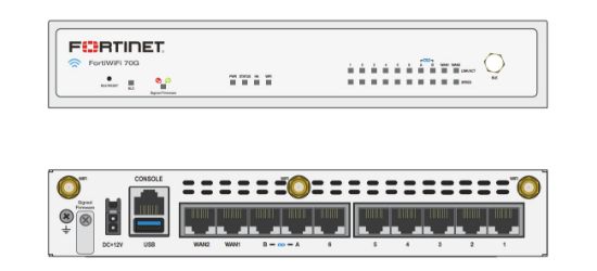 Bilde av Fortinet FortiWiFi 70G - Sikkerhetsapparat - med 1 year FortiCare Premium Support + 1 year FortiGuard Enterprise Protection - 10 porter - 1GbE, Bluetooth LE - Wi-Fi 6 - 2.4 GHz, 5 GHz - skystyring - skrivebord