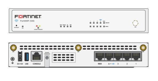 Bilde av Fortinet FortiWiFi 50G - Sikkerhetsapparat - med 1 år FortiCare Premium støtte + 1 år FortiGuard Enterprise beskyttelse - 5 porter - 1GbE, Bluetooth LE - Wi-Fi 6 - 2.4 GHz, 5 GHz - skystyring - skrivebord