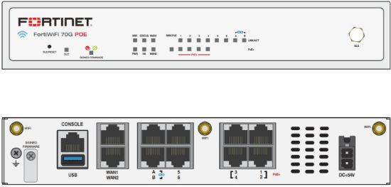 Bilde av Fortinet FortiWiFi 70G-POE - Sikkerhetsapparat - med 1 år FortiCare Premium støtte + 1 år FortiGuard Enterprise beskyttelse - 10 porter - 1GbE, Bluetooth LE - Wi-Fi 6 - 2.4 GHz, 5 GHz - skystyring - skrivebord