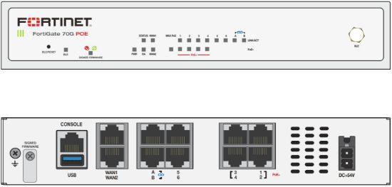 Bilde av Fortinet FortiGate 71G-POE - Sikkerhetsapparat - med 1 års FortiCare Premium Support + 1 års FortiGuard Unified Threat Protection (UTP) - 10 porter - 1GbE - skystyring - skrivebord