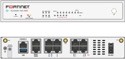 Bilde av Fortinet FortiWiFi 70G-POE - Sikkerhetsapparat - med 3 års FortiCare Premium Support + 3 års FortiGuard Unified Threat Protection (UTP) - 10 porter - 1GbE, Bluetooth LE - Wi-Fi 6 - 2.4 GHz, 5 GHz - skystyring - skrivebord